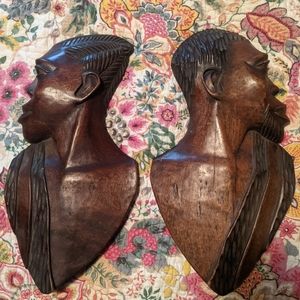 Hand Carved Ebony Wood African Profile Wall Art